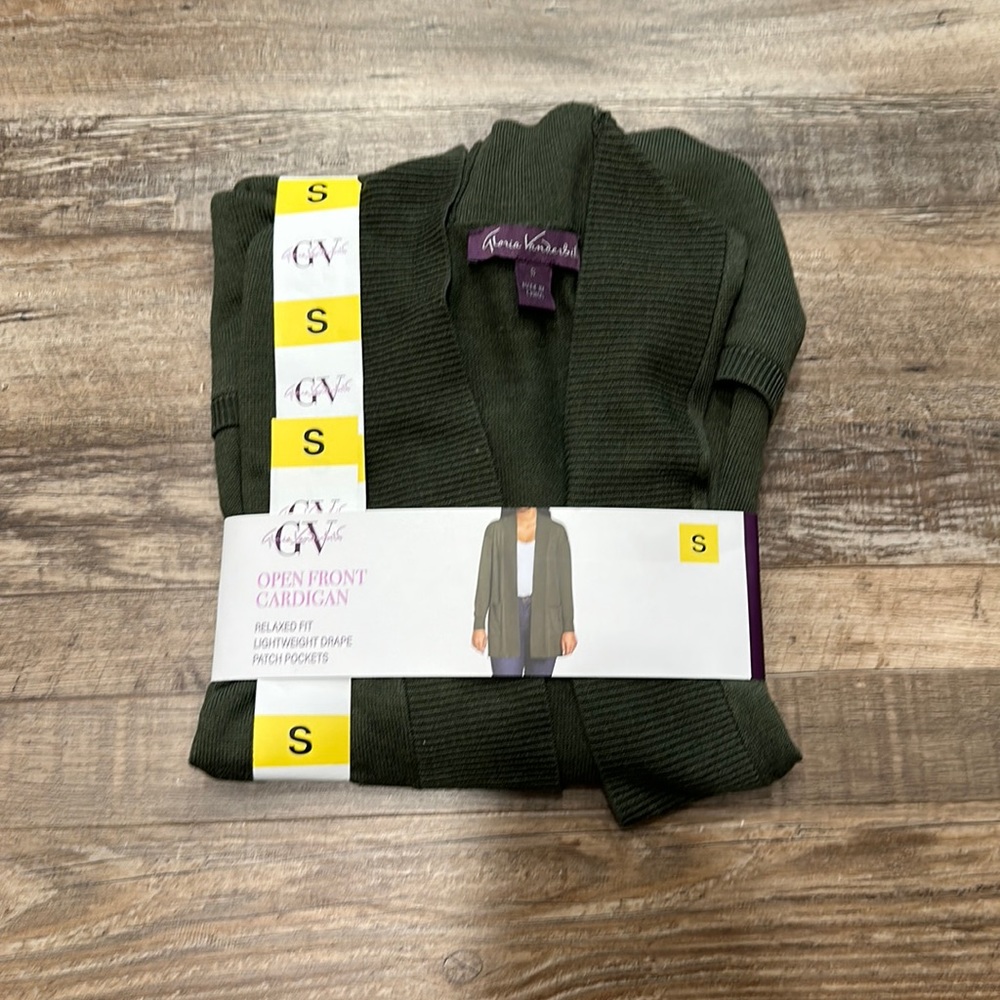 NWT • Gloria Vanderbilt • open front cardigan